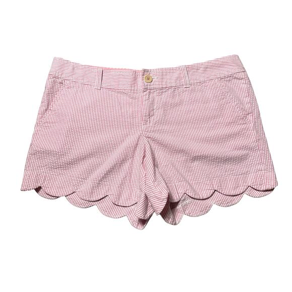 Lilly Pulitzer Pink Seersucker Scallop Hem Shorts - Picture 1 of 7